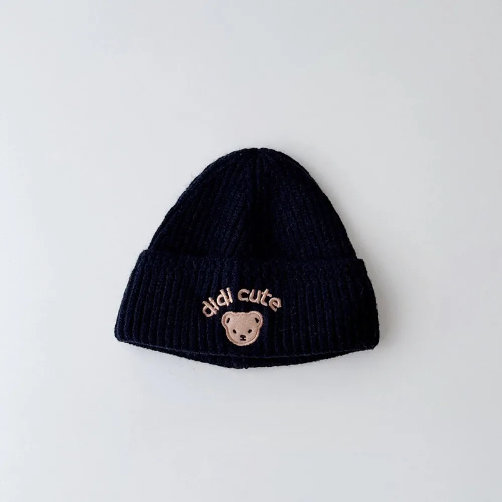 

Cute Cartoon Bear Beanie Cap Warm Thicken Crochet Wool Hats Solid Color Winter Cap Toddler Boy Girl