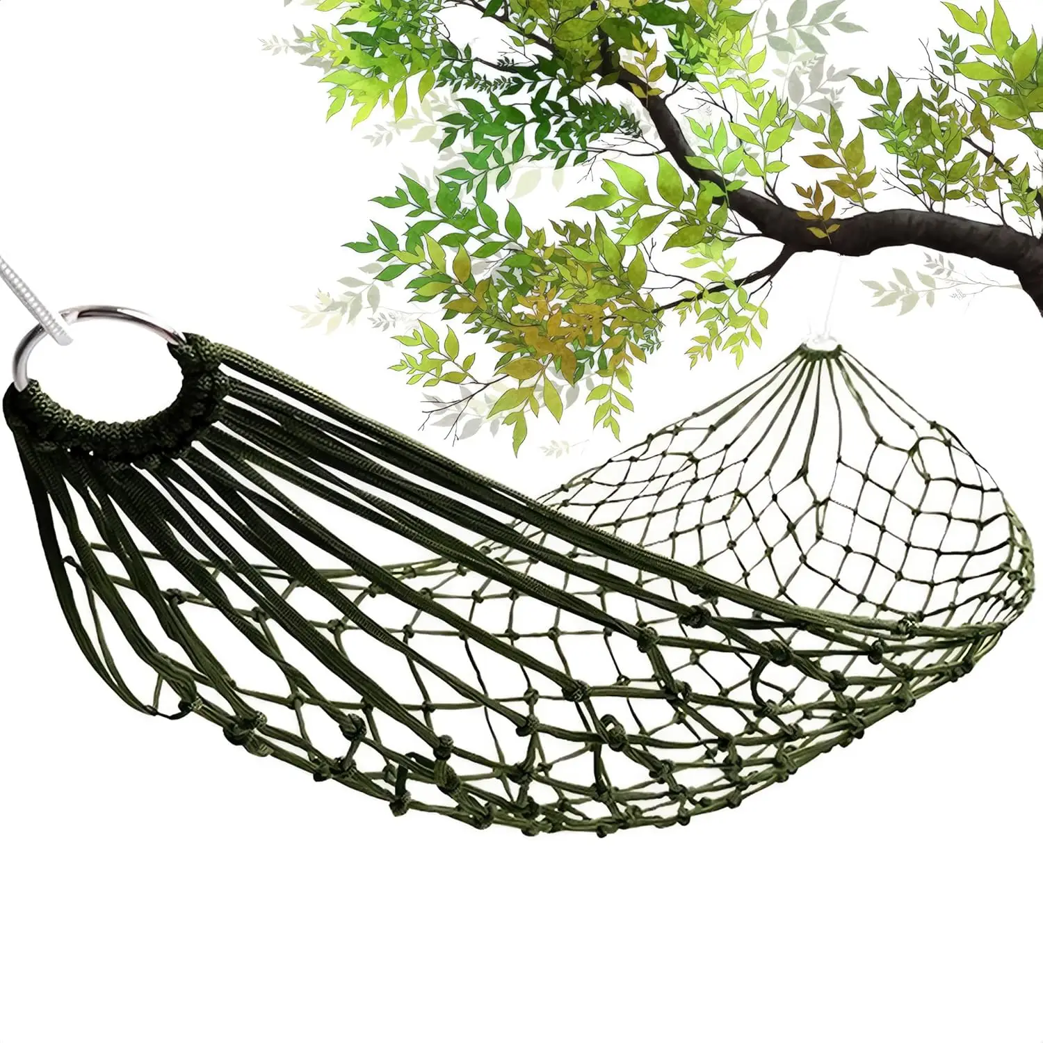 

Сетчатый гамак - Легко устанавливаемый веревочный гамак для улицы, темно-зеленый цвет, 90x31.5, нейлоновая сетка, максимальная нагрузка 100 кг (220 фунтов), T