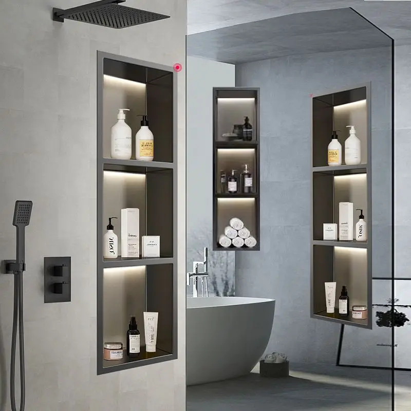 

Stainless steel niche baffle toilet bathroom metal tv stainless steel niche recessed cabinet rack yeer