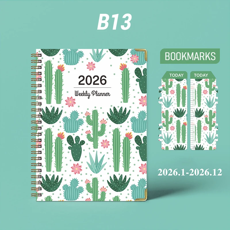 สมุดแพลนเนอร์รายสัปดาห์ ปีการศึกษา 2026 ภาษาอังกฤษ ขนาด A5 แบบสันห่วง สมุดบันทึกไดอารี่ สมุดแพลนเนอร์ตารางงาน อุปกรณ์เครื่องเขียนสำนักงาน