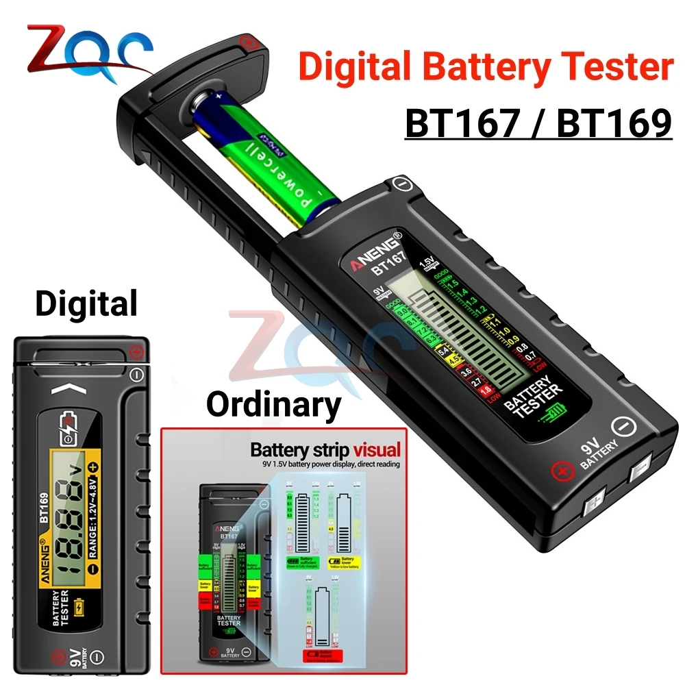 BT167 BT169 Battery Level Detector Multifunctional Quickly Measure Battery Level ABS Plastic Precise Measurements Tester Tools