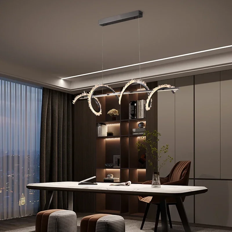 

Post-modern Simple Light Luxury Style Natural Crystal Chandelier Hall Living Room Restaurant Bedroom Designer Creative Lamps