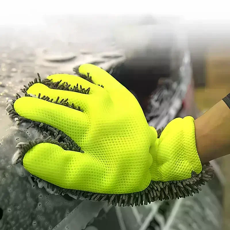 

1/2Pcs Car Wash Gloves Microfiber Wipe Car Sponge Free Car Wash Cleaning Coral Velvet Double-Sided Cleaning Tool