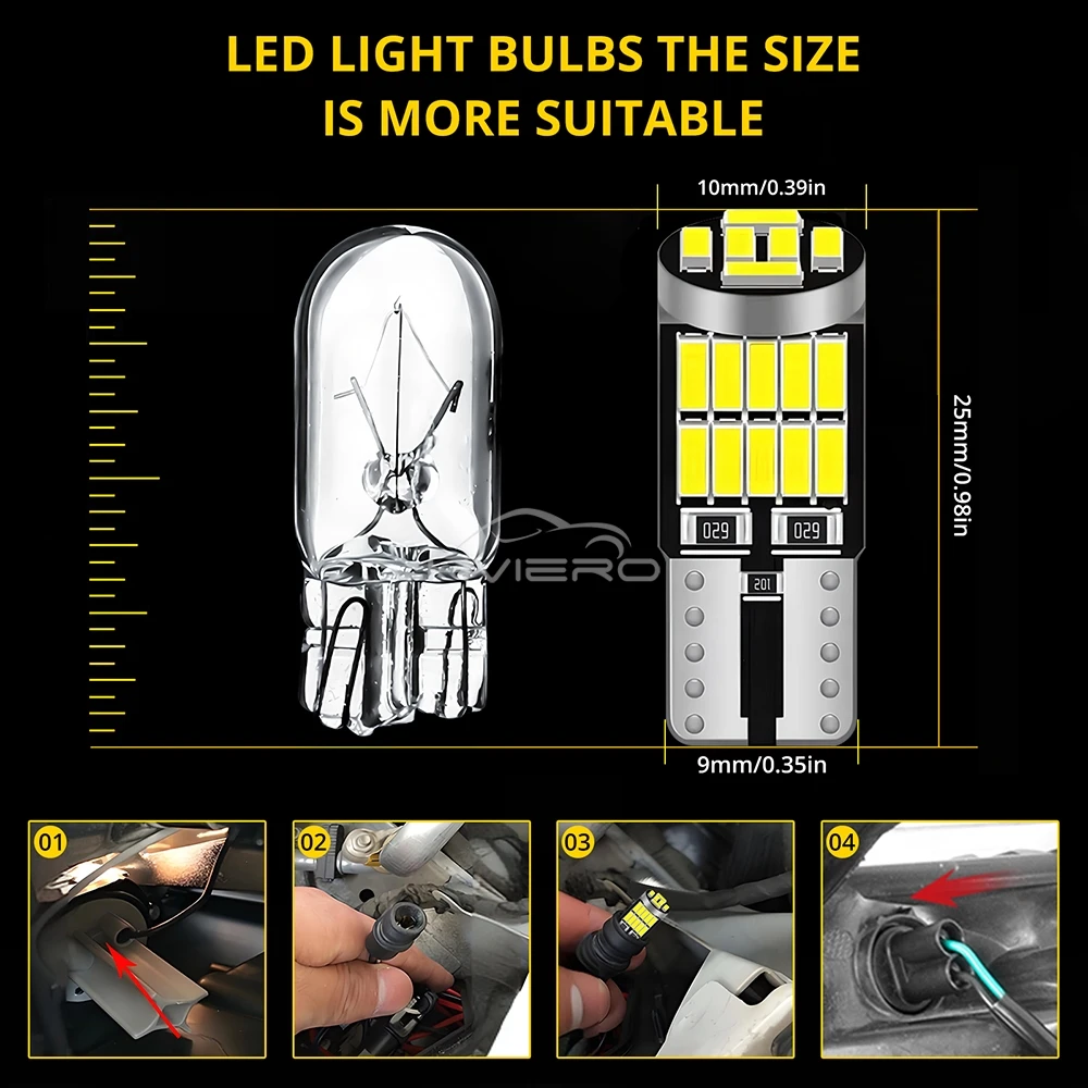 2/4/10 قطعة T10 4014 26SMD W5W 194 501 Led Canbus سيارة ضوء لمبة لوحة ترخيص الإضاءة الداخلية قبة الباب مصباح اكسسوارات السيارات #6