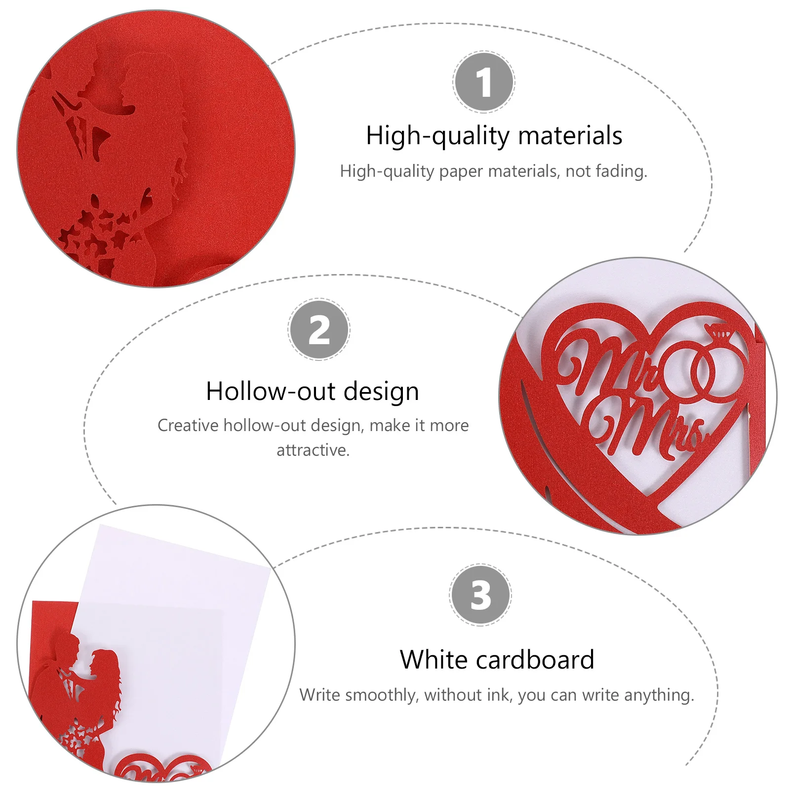 

10 Pcs Red Creative Invitation Cover Hollow Out Wedding Cards Valentine Day Party Decorations Eco Friendly Paper