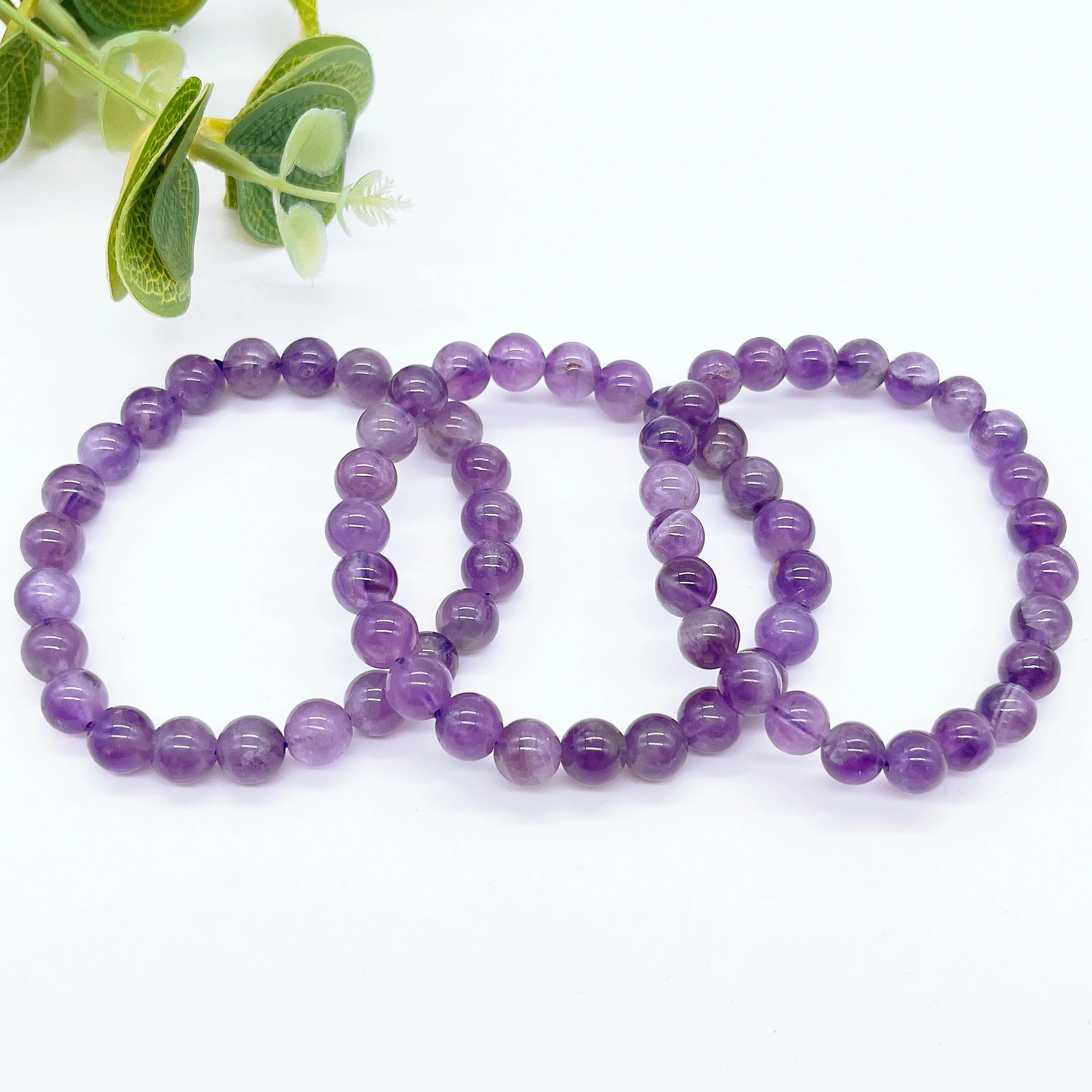 Natural Amethyst Beaded Bracelet Crystal Fashion Wrist Chain For Sweet Reiki Healing Strand Bangle Jewelry Home Decor Gift