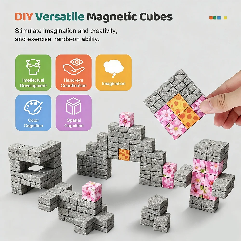 Ensemble de blocs de Construction magnétiques, 54 pièces, jouet éducatif pour enfants, Kit de Construction créatif et créatif unisexe