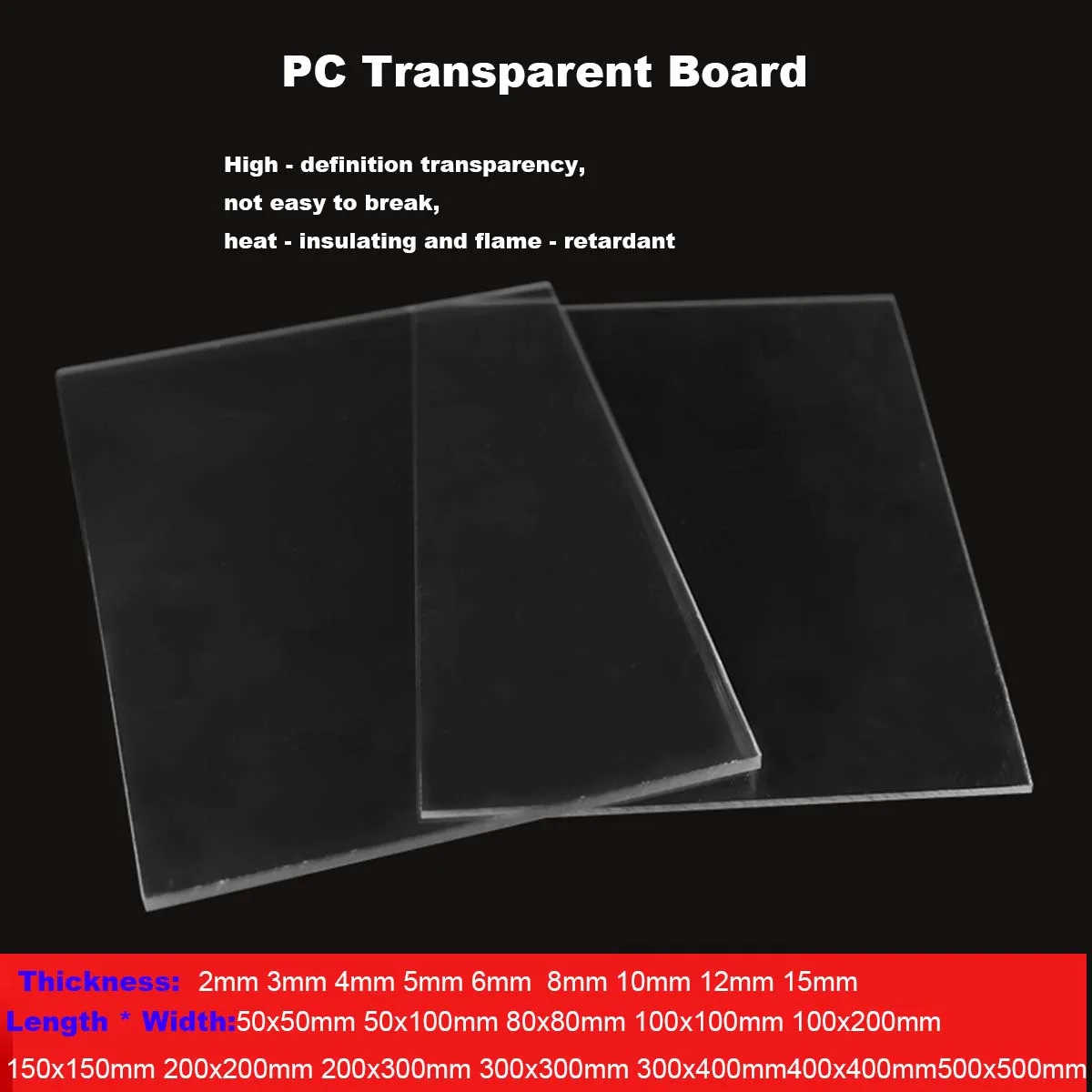 Transparent PC Endurance Board, High-Temperature Polycarbonate 3 4 5 6 8 10mm Solid Hard Board, Plastic