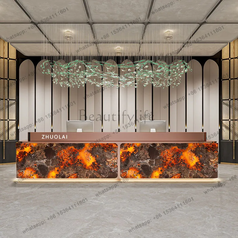 LJY Welcome Elegant Reception Desks Office Salon Commericial Service Reception Desks Counter Checkout Scrivania Industrial Furni