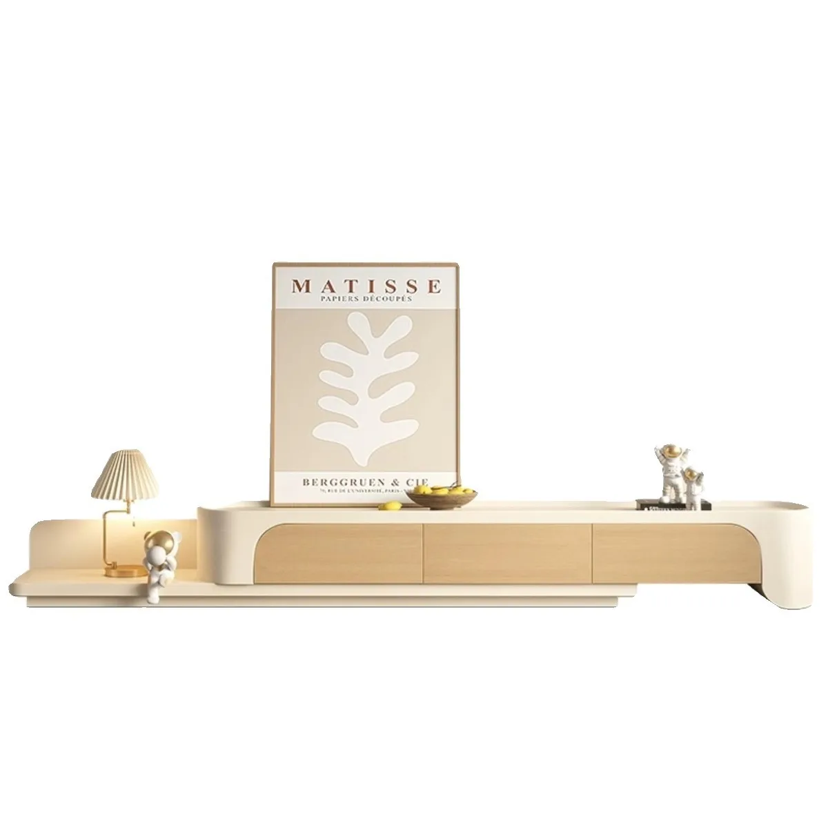 

Cream wind slate, large and small coffee table TV cabinet, telescopic combination