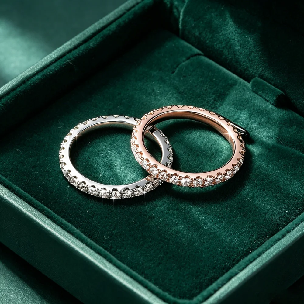 Cincin Keabadian Moissanite Be - Moissanite Eternity Band Ring Stackable ulasan dan harga