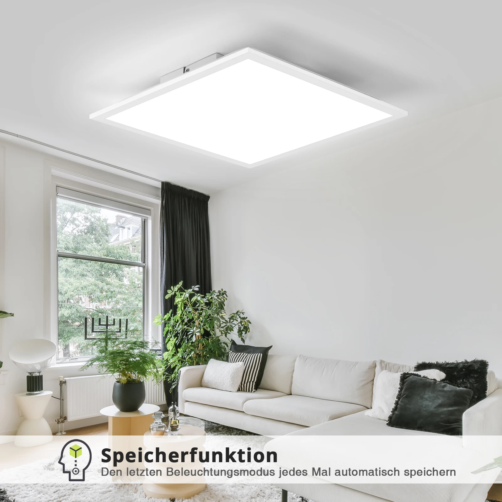 Picture 4: LED Ceiling Light Panel, 40x40 cm Flat Dimmable Ceiling Lamp with Remote Control, 24W Ceiling Panel Light with Memory Function, 2700K-6500K LED Light Panel for Living Room, Hallway, Bedroom