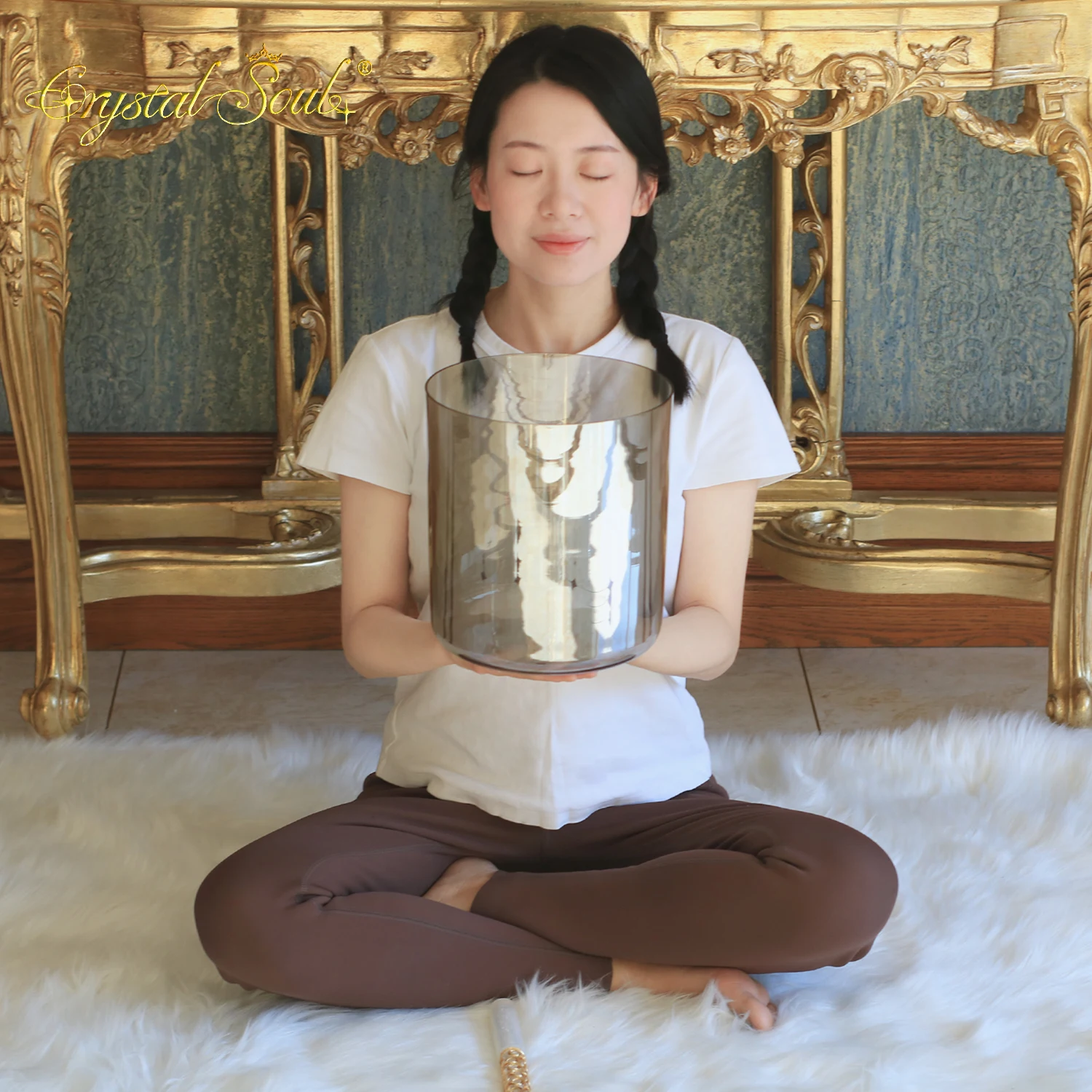 

Crystal Soul 2026, оригинальная хрустальная поющая чаша чайного цвета, звуковое исцеление, префектный шаг