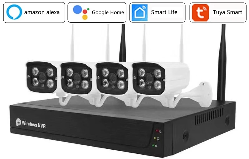 Sistem Keamanan CCTV Nirkabel Tuya Wifi Kit 8CH 2MP 1080P IP NVR Kamera untuk Pengawasan Rumah Tahun 2021