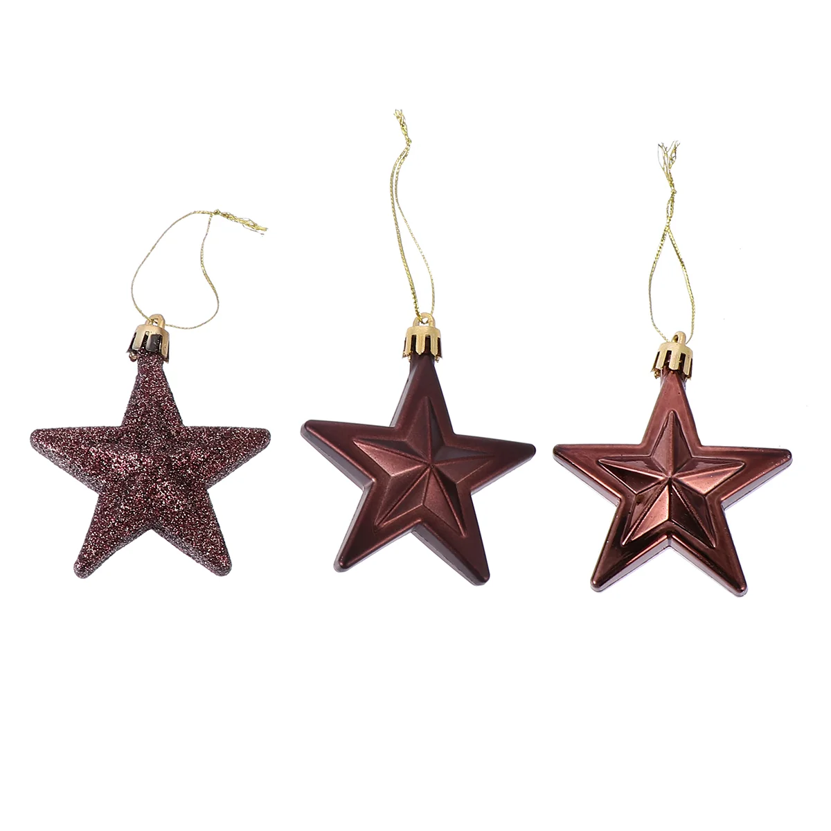 

18 Pcs Christmas Tree Decorations 7cm Three-dimensional Five-pointed Star Ornament Plastic Hanging Decorate