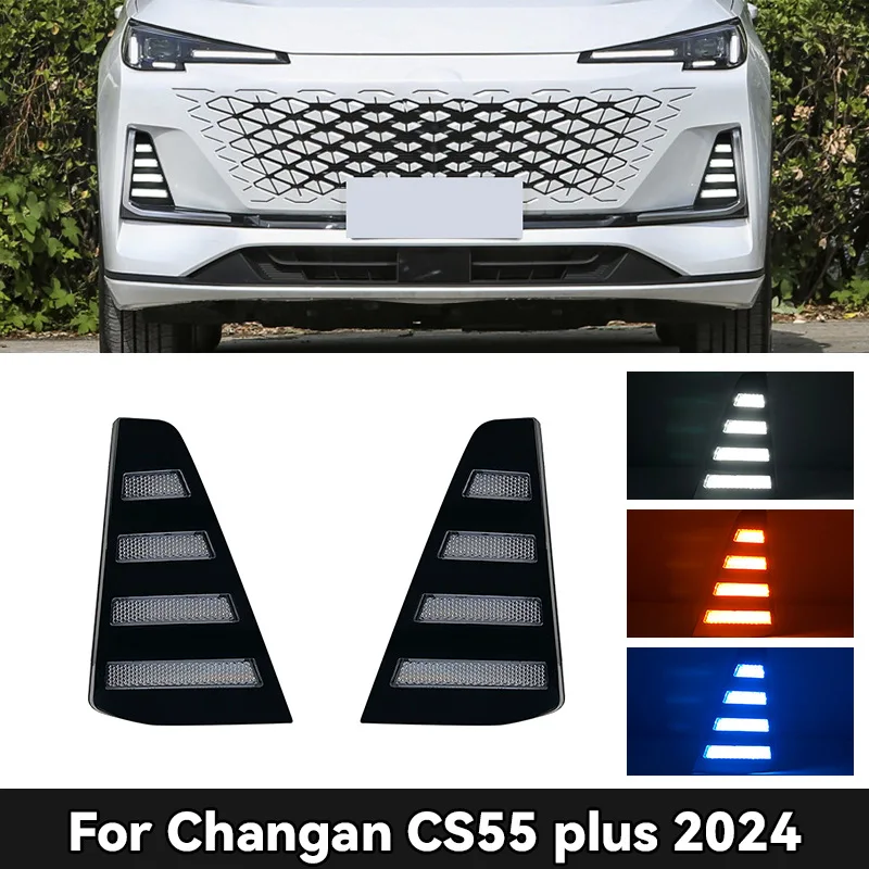 

2Pcs Car DRL Lamp LED Daytime Running Lights For Changan CS55 PLUS 2024 With Yellow Turn Signal Light Fog Lamp cover
