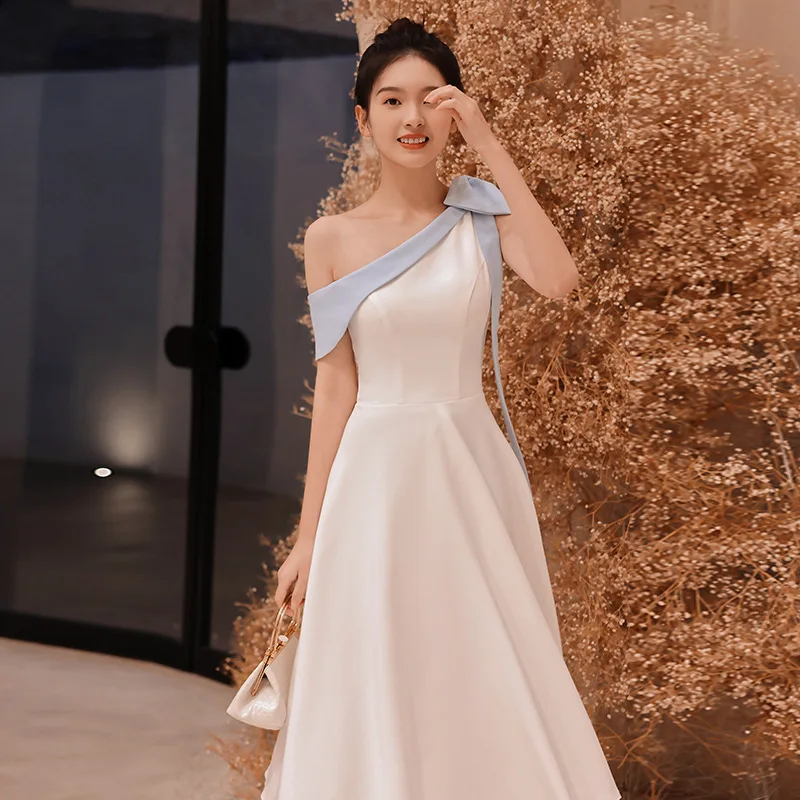 Cheongsam Elegant Qipao Fairy Bowknot Asymmetrical Dress Gown Banquet A-Line Off Shoulder Charming Celebrity Vestidos De Festa image 3