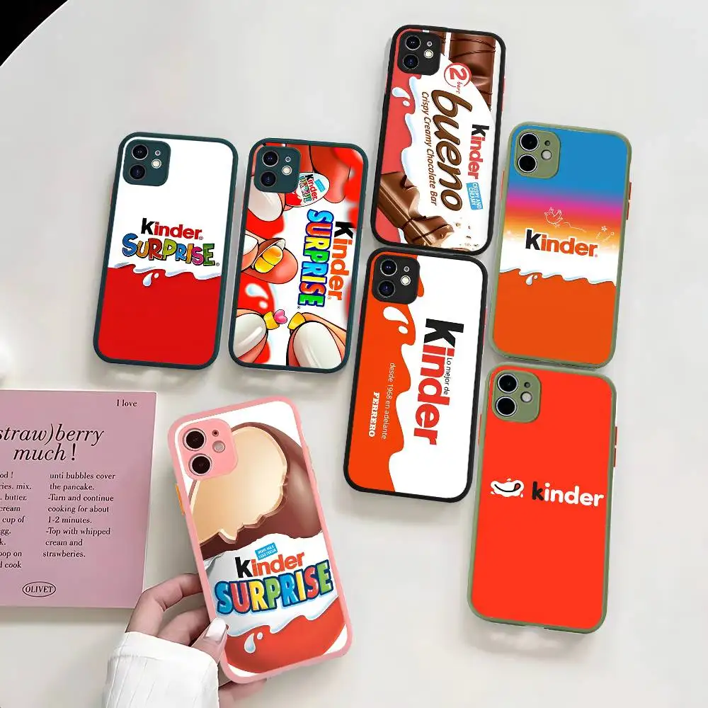 Funda para Teléfono con Diseño de Huevo KINDER JOY Sorpresa para iPhone 16 15 14 11 12 13 Pro Max Plus 12 XS Max, Carcasa Trasera Mate