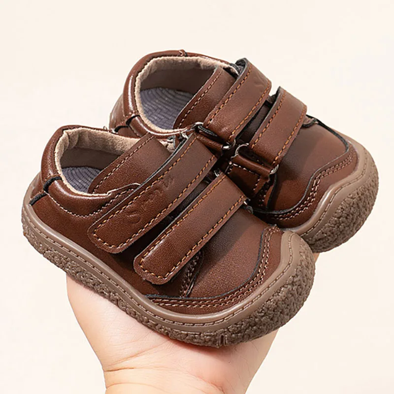 Autumn Children's Sport Shoes PU Leather Vintage Little Boy's Sneakers Ergonomics Anti-slippery Toddler Shoes For Infant Baby