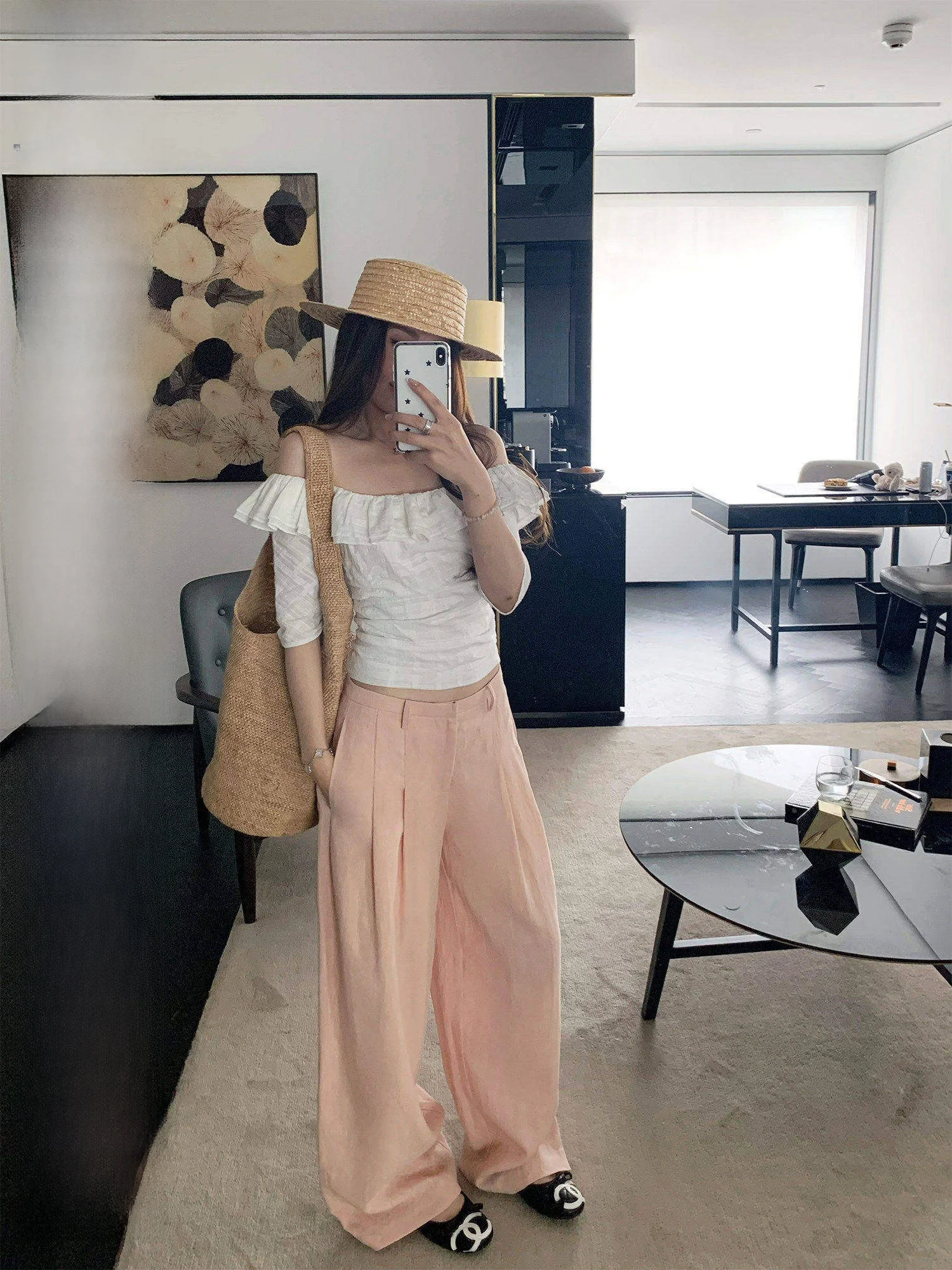 

Hhyii Women's Casual Loose Pants Drapey Wide Leg Summer 2026 Slimming Versatile Hemp High Waist Zipper Other Material