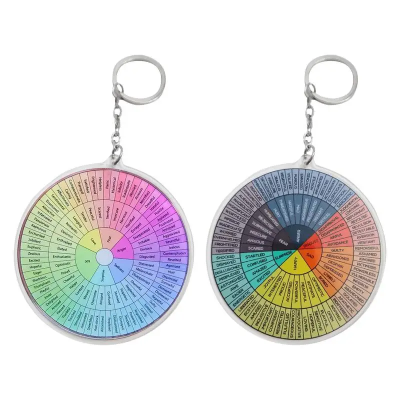 Feelings Wheel Keychain Funny Color Emotion Keyring Emotion Wheel Poster Key Chain For Stress Management Friendship Remembrance