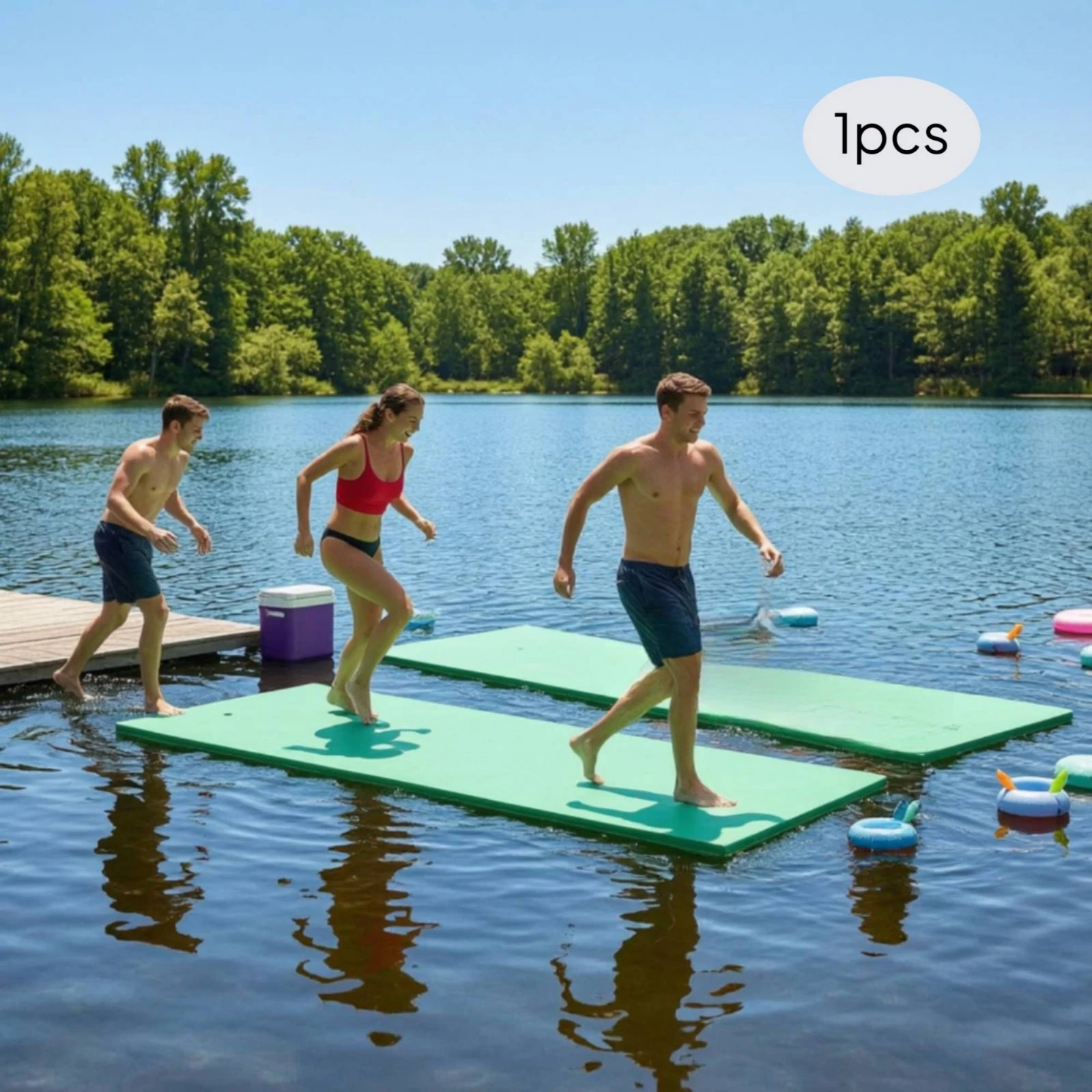 Floating Water Pad Smooth Two Layer Foam Water Mat Non Inflatable Design for Lake Pool Beach Family Fun view 4