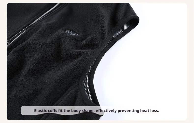 USB-Heizweste für Herren und Damen, elektrische Thermojacke, Polarfleece, Stehkragen, winddicht, reflektierender Reißverschluss, Outdoor-Sport – Detail 22