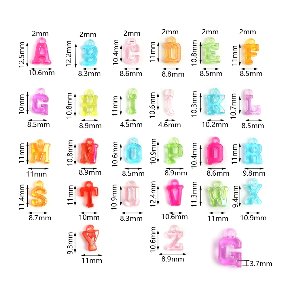 100 Stück/Set Bunte ABS-Buchstabenperlen für Schmuckherstellung, DIY-Armband, Halskette, Ohrringe, Anhänger, Zubehör – Detail 1