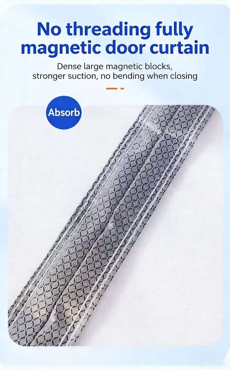 No Need for Punching, Easy to Install, Silent Magnetic Door Curtain, Sturdy, Door Screen, Window Screen, Designed for Summer