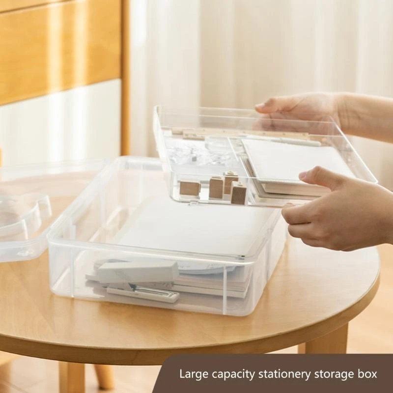 二重層スタッカーキャリーボックスは、文房具、スクラップブッキング、アートベストセール用のハンドル付きの透明なプラスチックオーガナイザーストレージボックス