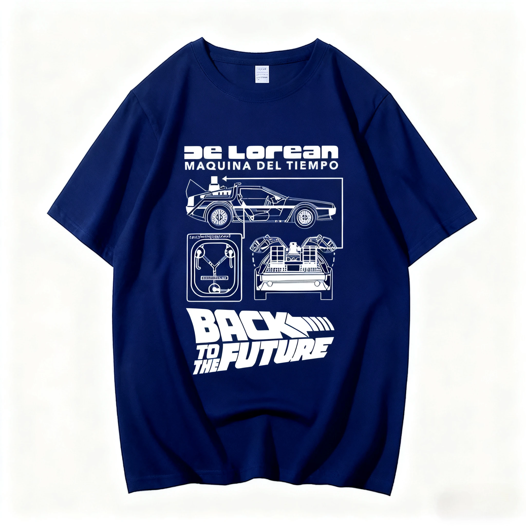 DeLorean العودة إلى المستقبل كول عالية الجودة القطن تي شيرت اللياقة البدنية تي شيرت الشارع الشهير الجرافيك للجنسين بلايز تيز ملابس للرجال #4