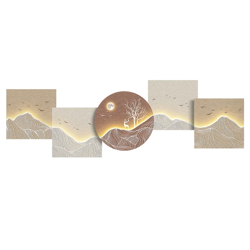 

LED luminous abstract landscape painting modern minimalist wall lamp high-end living room decorative painting sofa background wa