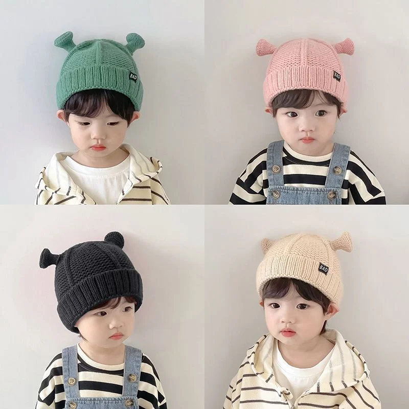 Baby Boy Autumn Winter Hat Girl Toddler Thickened Wool Warm Knitted