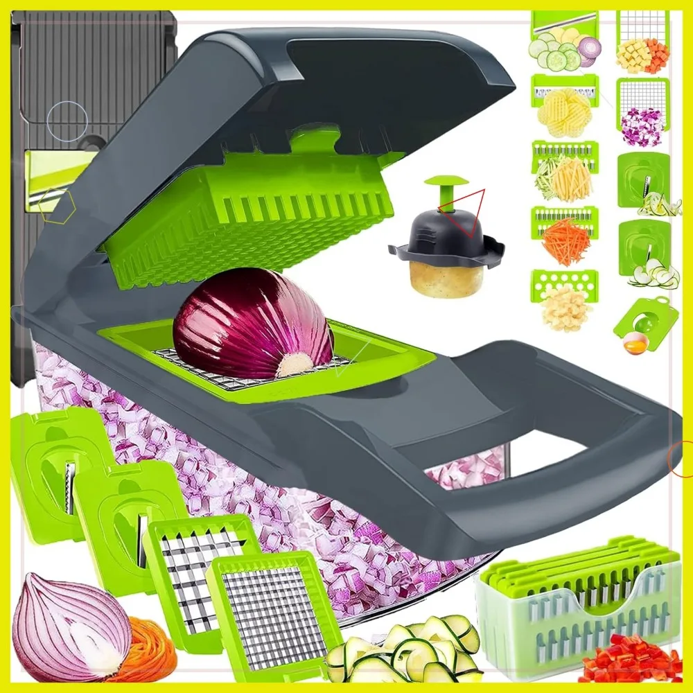 

20-in-1 Mandoline Slicer & Spiralizer with Container, Versatile Kitchen Gadget for Healthy Meals
