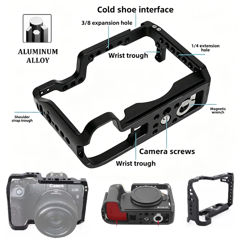 Cage de caméra RP pour Canon EOS RP, stabilisateur de prise de vue vidéo, cadre de montage avec trous ARRI 1/4'' 3/8'' pour moniteur et lumière LED
