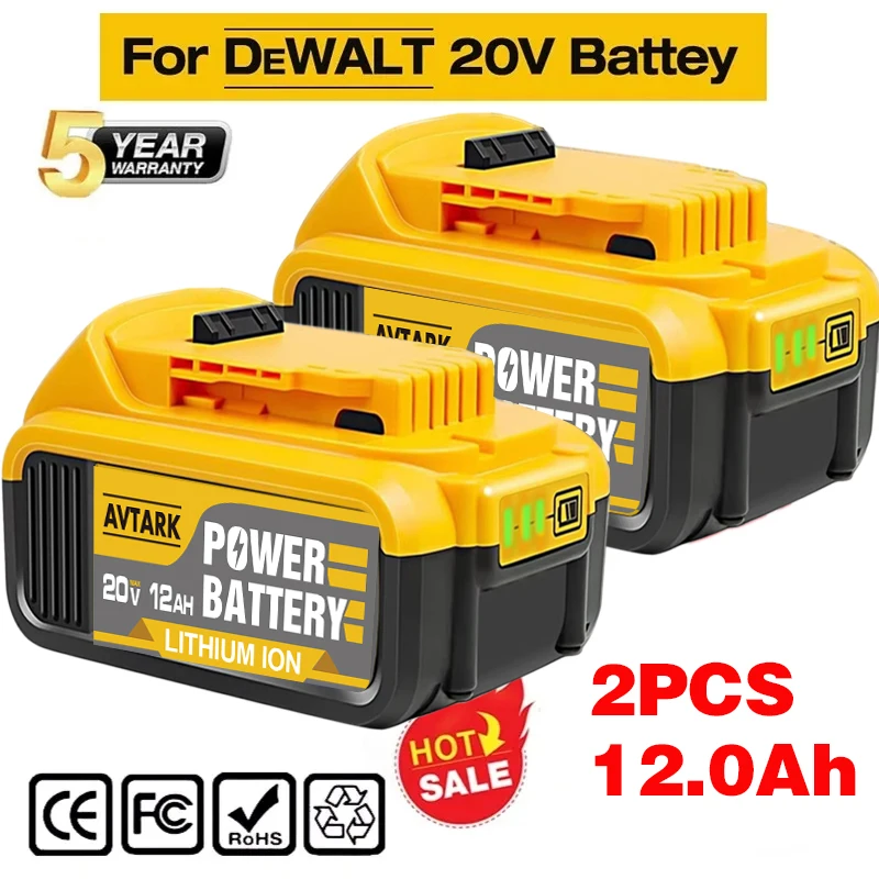 

3pcs 18V 12.0Ah MAX Battery power tool Replacement for DeWalt DCB184 DCB181 DCB182 DCB200 20V 9A 18Volt 18 v Battery