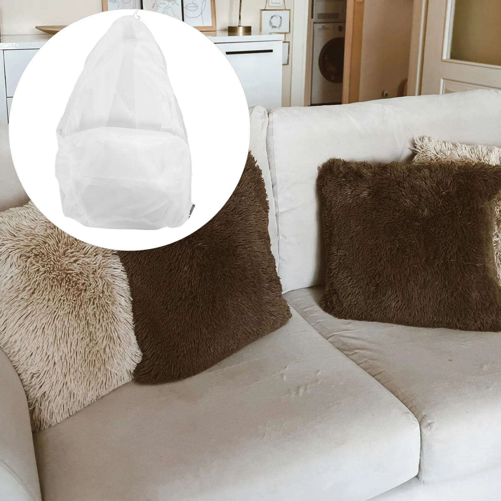 2Pcs Lazy Sofa Bean Bag Chair Covers 35x32 Removable Inner Liners Replacement Zippered Empty Slipcover Sofa Cushion Insert