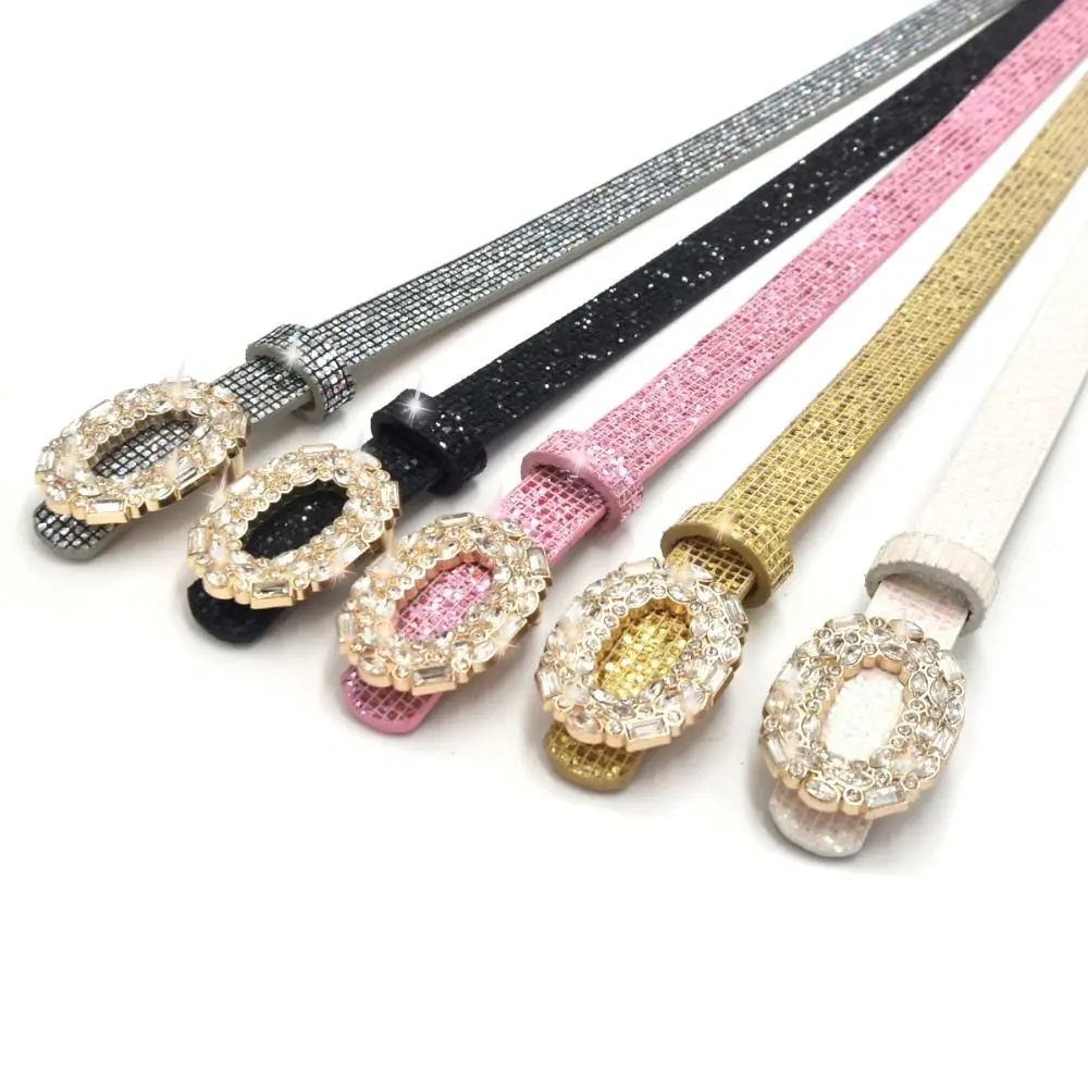 

Vintage Bling Bling Sparkling Rhinestone Belt Versatile Luxury Brand Design Slide Buckle Belt Glitter Trendy Waistband Women
