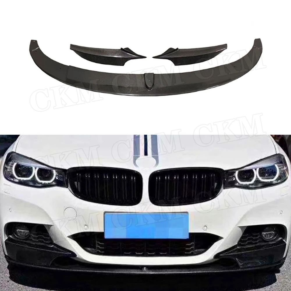 

for BMW F34 GT M Sport 2014 2015 2016 2017 2018 3 PCS Carbon Fiber Front Bumper Lip Spoiler Splitters Apron Car Styling Body Kit