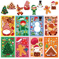 8/16sheets Christmas DIY Puzzle Stickers Creative Santa Make a Face Decals Game Cute Cartoon Assemble Jigsaw Toy Gift Decoration