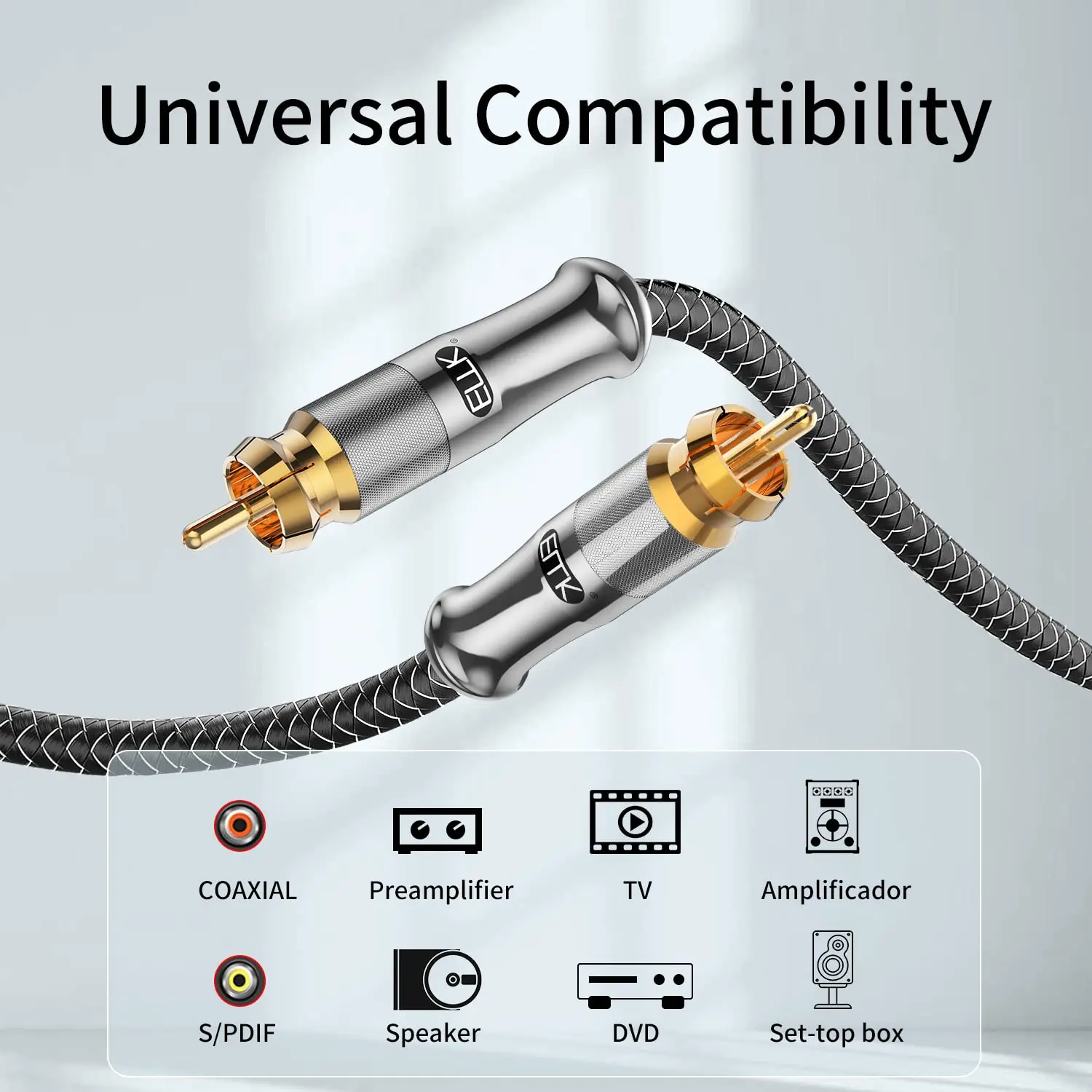 EMK Subwoofer Cable Digital Coaxial Audio Cable RCA Cable Rca to Rca Male to Male Coaxial Cable for Speaker Soundbar TV DVD