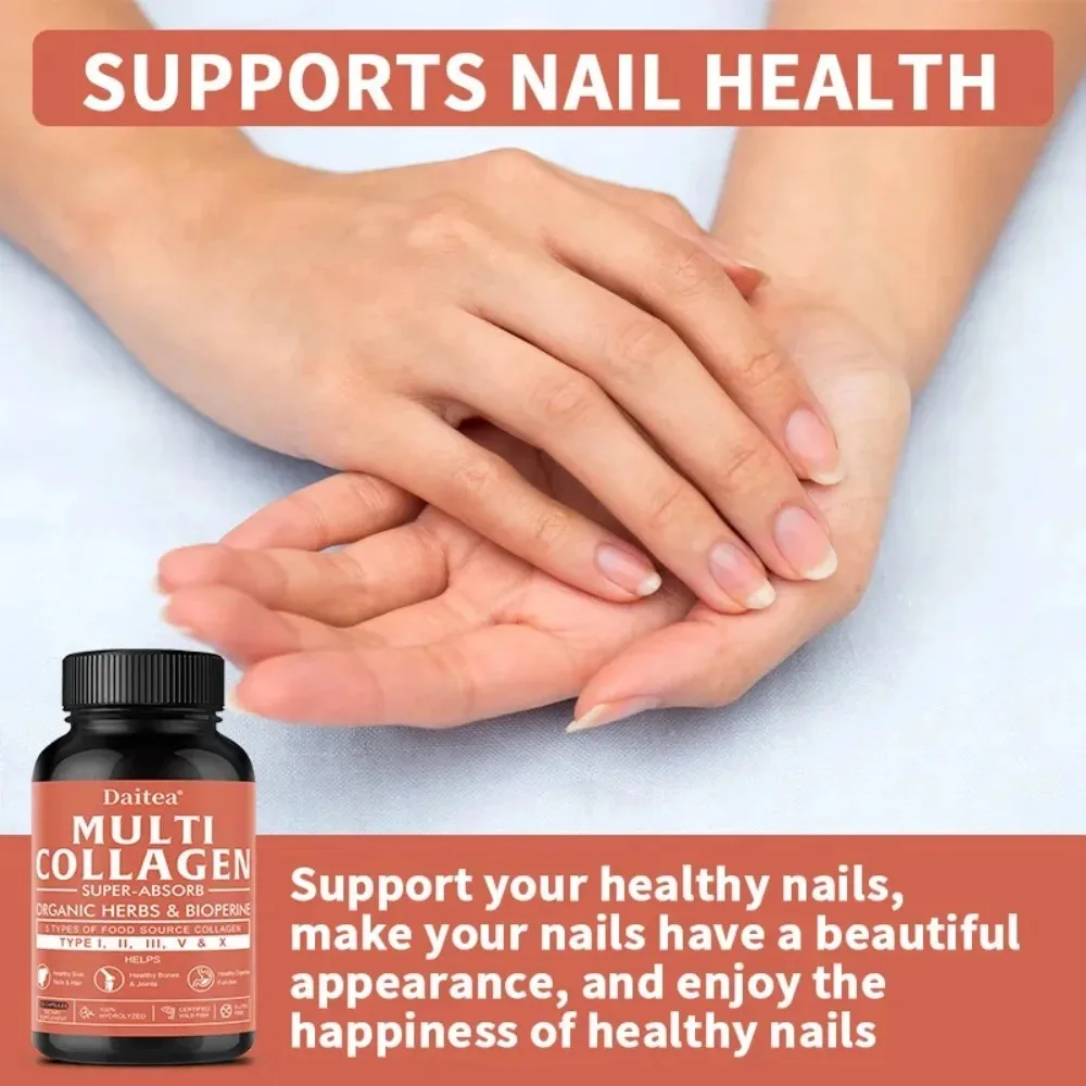 Multi Collagen Complex Supplement for Skin Hydration, Hair Skin & Nails Support, Beauty Nutrition Formula
