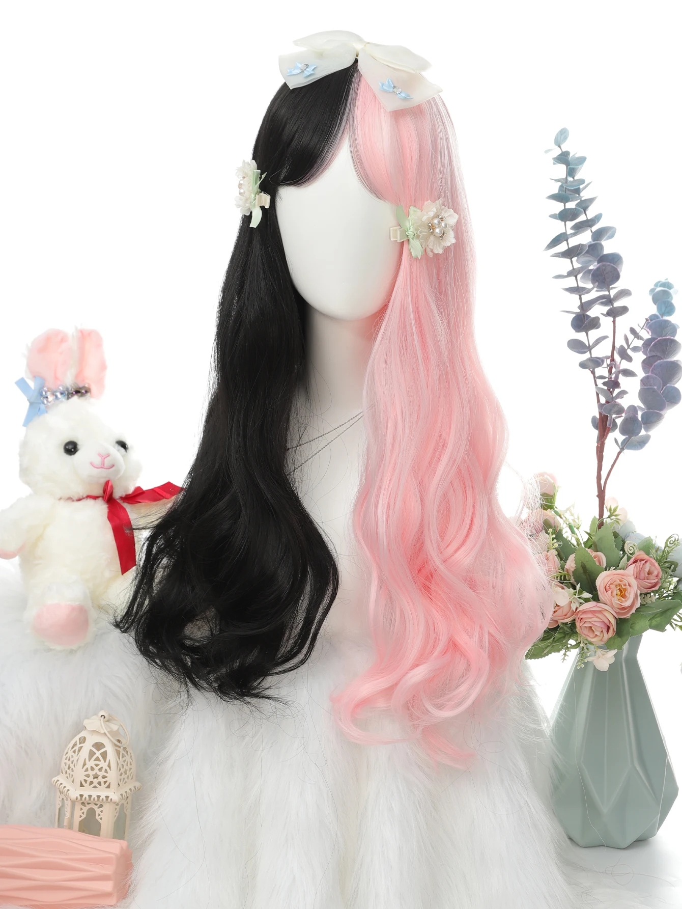 

Harajuku anime Japanese-style Lolita girl wig, long curly hair gradient cos wig, Lolita wig full head set