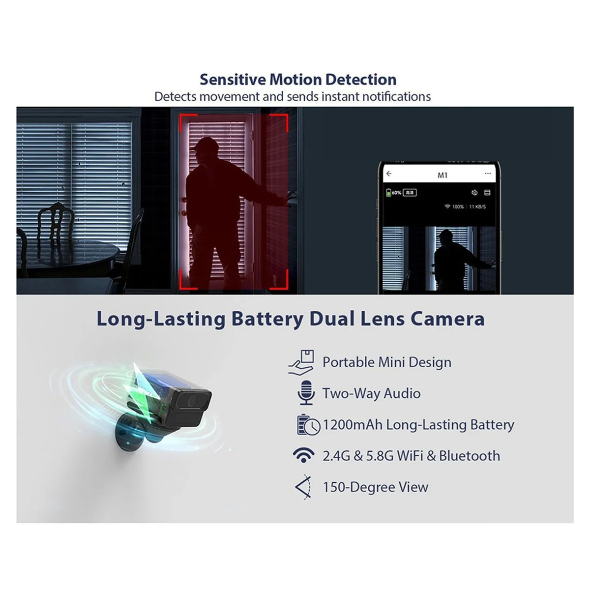 

Новинка 2025 года — 2X Tuya 2K Wi-Fi камера 2,4Gand5G Камера наблюдения Встроенный аккумулятор PIR Обнаружение движения Ночное видение Двустороннее аудио