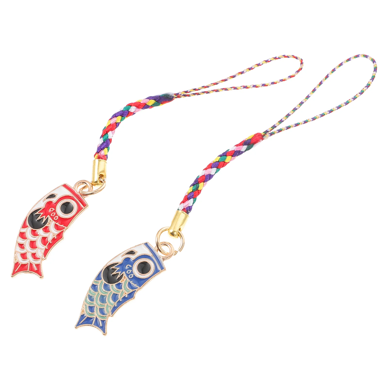 

2 Pcs Wristbands Transfer Carp Pendant Hanging Charm Keychain Flags Strap Cell Phone Lanyard Red Cellphone