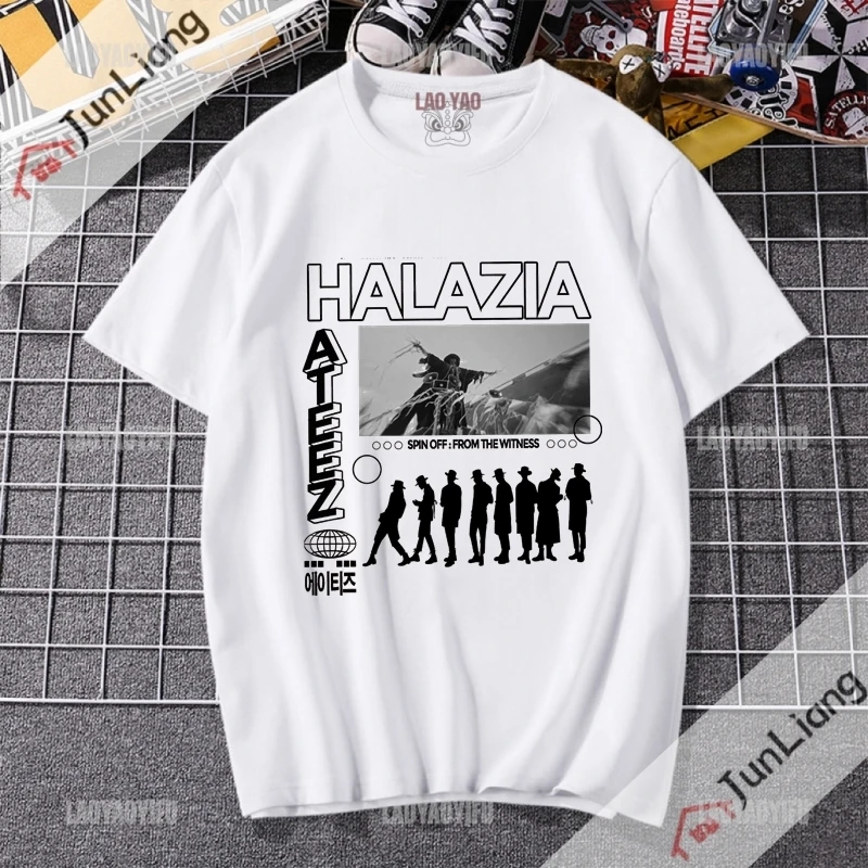 Ateez Harajuku Fashion Korean Men's Singing Group Aesthetic Clothing Cutecore T-shirts Zevity Y2k Tops Kpop Manga Woman Graphic