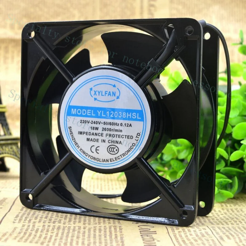 

Вентилятор охлаждения для компьютера A+ YL12038HSL, AC 220V 0.12A 18W 2600RPM 12038, 2 провода, 50/60HZ