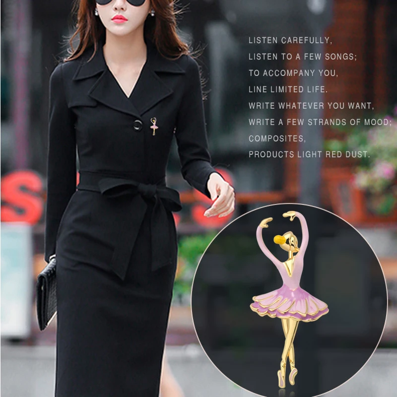 Fashion Ballet Girl Brooch Female Alloy Dancing Lady Badge Pins All-match Suit Accessories Corsage for Women Jewelry Gift