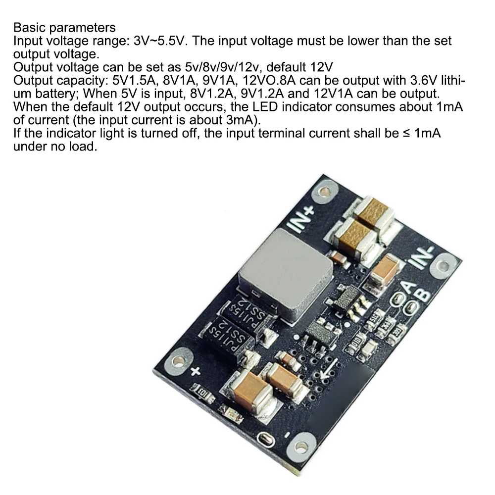 1PC 10W DC-DC Adjustable Boost Module 12V 1A Boost Plate Step Up Module 3V-5.5V To 5V 8V 9V 12V Battery Boost LED Indicator