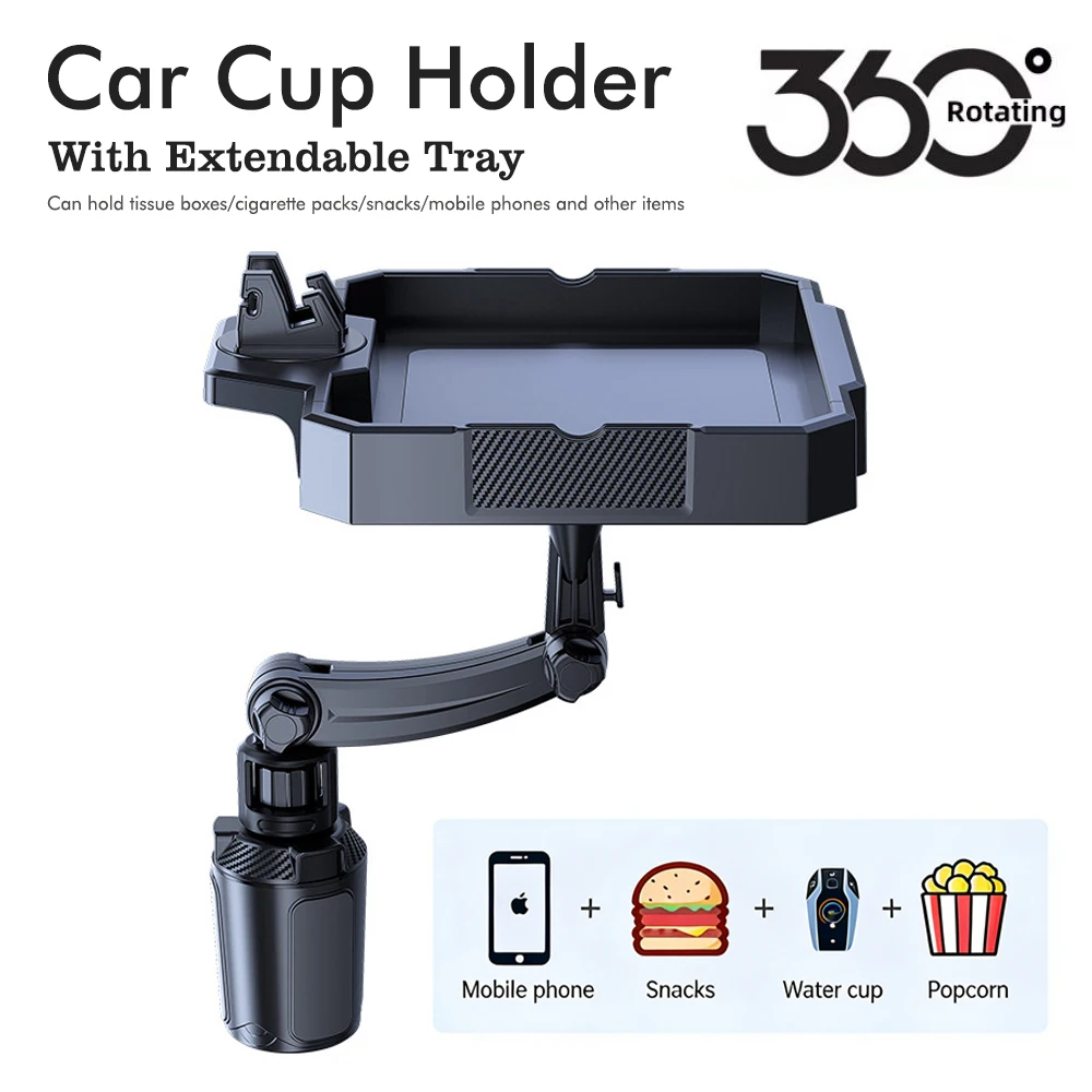 Car 360-degree Rotating Dining Tray, In-car Cup Holder, Burger Rack, Storage Rack and Mobile Phone Holder and Small Side Plate
